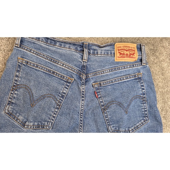 Levi's Wedge Straight High Rise Women's Denim Jeans Blue Button Fly Size 30x28 - Picture 9 of 13